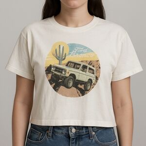 Ford Motor Company Bronco Desert White Cropped Tee